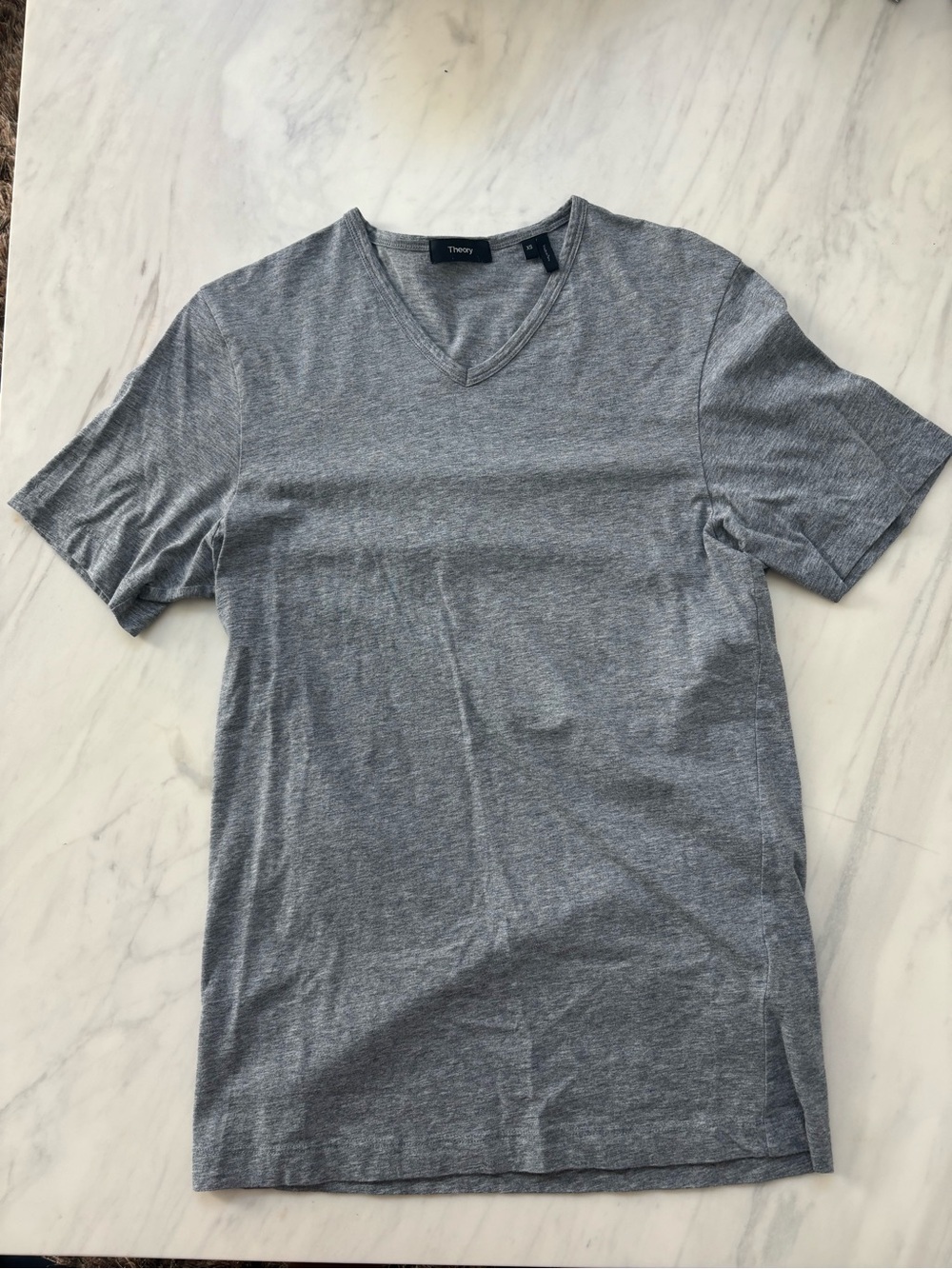 Theory Men's Heather Gray V-Neck Short Sleeve Tee